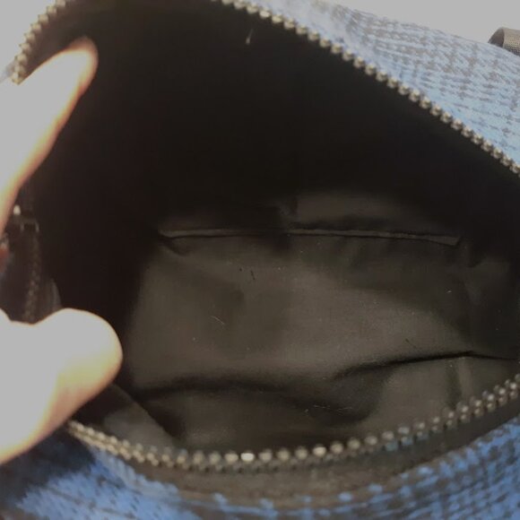 New Plaid Wool Twill Carpet Bag Blue Black classic Mini Duffle travel bag 12x6x6 - Picture 11 of 11